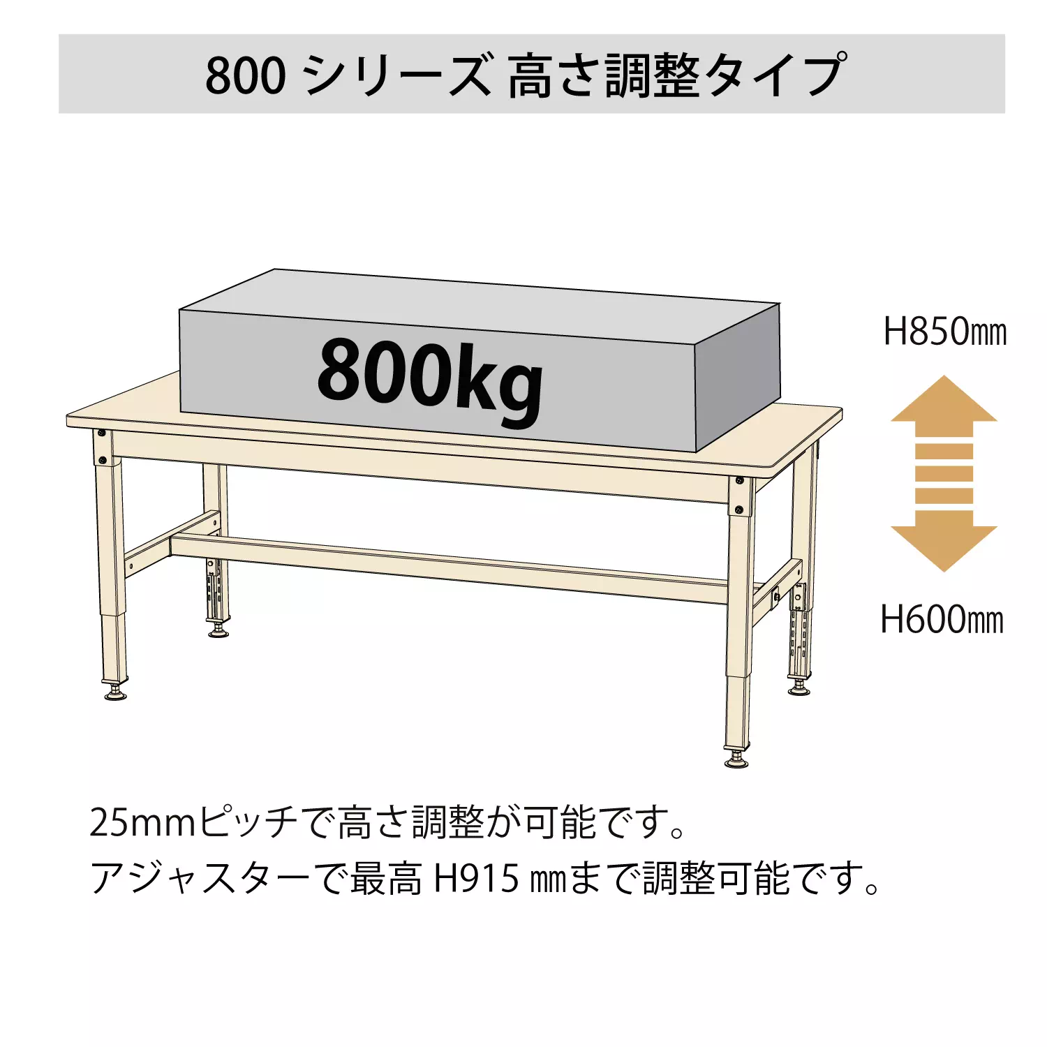 800シリーズ 高さ調整タイプ H600mm～H850mm